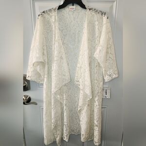 Lularoe Shirley Kimono | White Floral Lace | Size Large